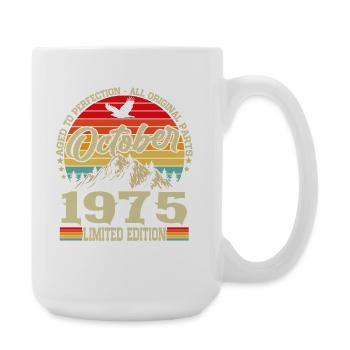 October 1975 Vintage Vintage Retro Birthday - Large Mug 440 ml - white - Right