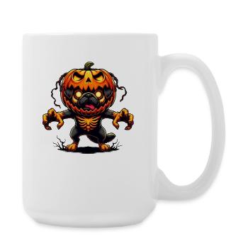Carlin effrayant Halloween Zombie Dessin animé Citrouille - Grande tasse 440 ml - blanc - Droite