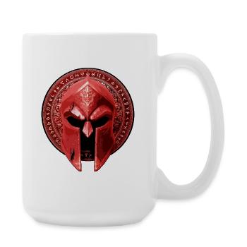 Spartaner Helm Gladiator Rot - Große Tasse 440 ml - Weiß - Rechts