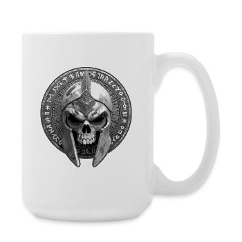 Spartaner Skelett Gladiator Totenkopf - Große Tasse 440 ml - Weiß - Rechts