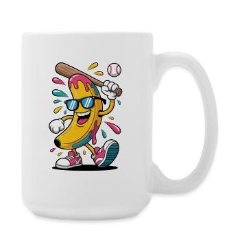 Cartoon Banana Playing Baseball - Large Mug 440 ml - white - Right
