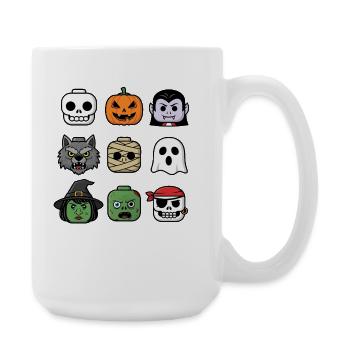 Halloween Building Block Heads Youth Child Halloween - Large Mug 440 ml - white - Right