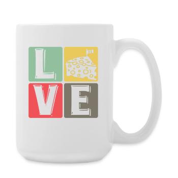 KäseLiebe Pop Art Quadrat - Große Tasse 440 ml - Weiß - Rechts