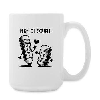 Happy Pencil And Eraser Cartoon Design - Grande tasse 440 ml - blanc - Droite