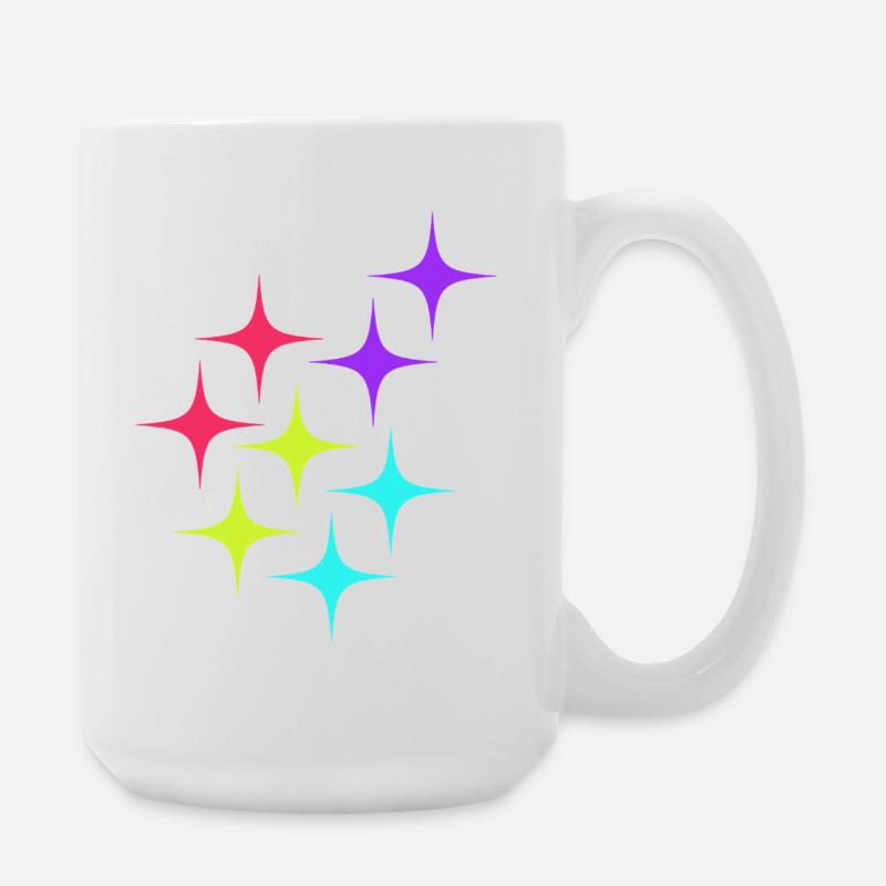 Colorful star sparkle pattern - Large Mug 440 ml - white