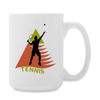 Tennis Player on Green Orange Triangle - Large Mug 440 ml - white - Right