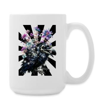 Halloween Fleurs Corbeau Corbeau - Grande tasse 440 ml - blanc - Droite