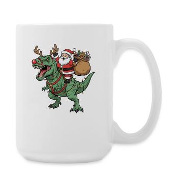 Le Père Noël chevauche T-Rex Drôle de Noël Din - Grande tasse 440 ml - blanc - Droite