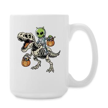 Alien Rides Squelette T-Rex Halloween Dinosaure - Grande tasse 440 ml - blanc - Droite