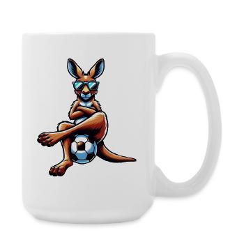 Kangourou cool avec lunettes de soleil et ballon de football - Grande tasse 440 ml - blanc - Droite