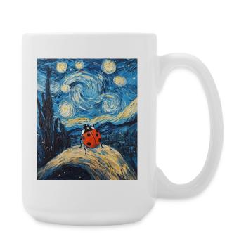Ladybug Van Gogh Style Starry Night - Large Mug 440 ml - white - Right