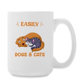 Dogs & Cats – Kuschelfreunde fürs Herz - Große Tasse 440 ml - Weiß - Rechts