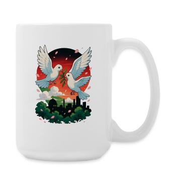 Dove of Peace and Colors of Palestine - Large Mug 440 ml - white - Right