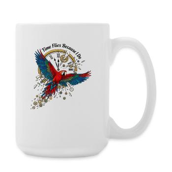 Time parrot in steampunk style - Large Mug 440 ml - white - Right