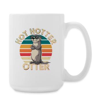  Hot Hotter Otter Lustiger Otter Spruch Retro - Große Tasse 440 ml - Weiß - Rechts