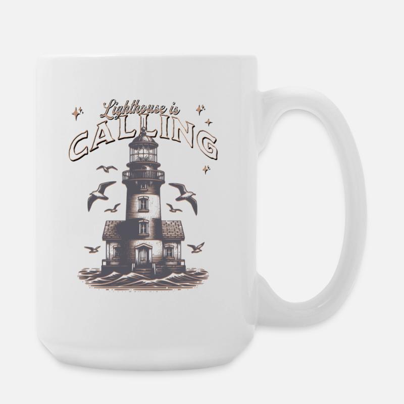 Leuchtturm ruft Küstennächte - Große Tasse 440 ml - Weiß