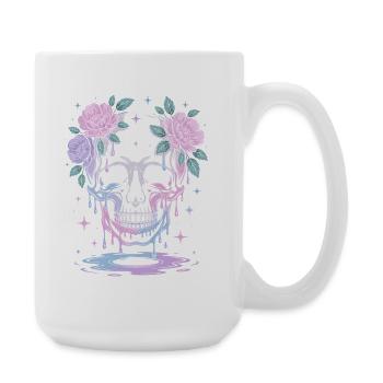 Kawaii Pastel Goth Skull Flowers - Large Mug 440 ml - white - Right