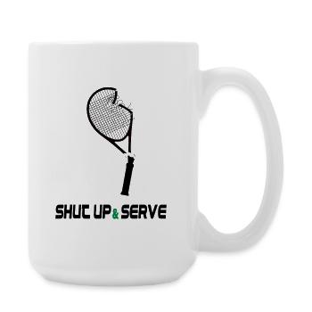 Tais-toi et sers – Design de tennis amusant - Grande tasse 440 ml - blanc - Droite