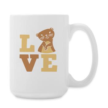 Sea Otter Cartoon Love - Large Mug 440 ml - white - Right