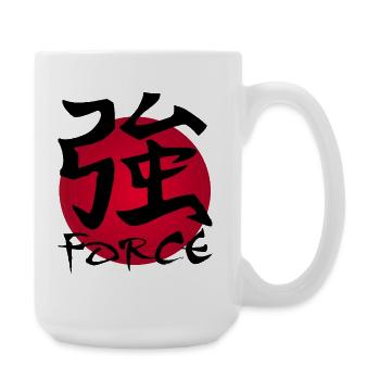 Das Wort Kraft auf Japanisch (schwarz) - Große Tasse 440 ml - Weiß - Rechts