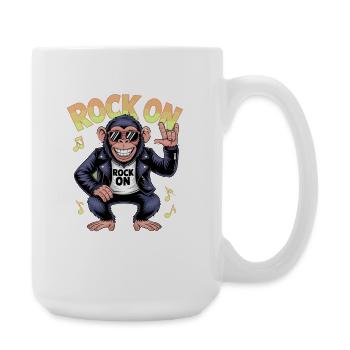  Rock On Affe Rocker Sonnenbrille Lederjacke - Große Tasse 440 ml - Weiß - Rechts