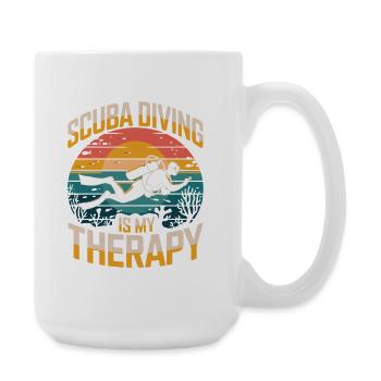 Scuba Diving Is My Therapy Retro Diving Ocean - Large Mug 440 ml - white - Right