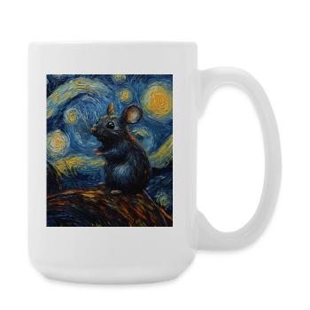 Mouse Eats Cheese Van Gogh Style Starry Night - Large Mug 440 ml - white - Right