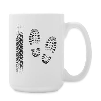 Motif de piste et d’empreinte - Grande tasse 440 ml - blanc - Droite
