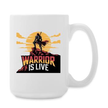 Krieger auf der Klippe Sonnenuntergang - Große Tasse 440 ml - Weiß - Rechts