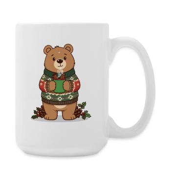 Winter bear with steaming cocoa - Large Mug 440 ml - white - Right