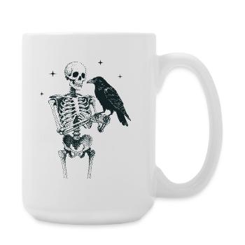 Skeleton with Raven - Large Mug 440 ml - white - Right