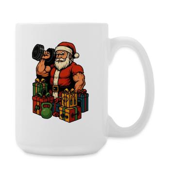 Fitness Santa with gifts - Large Mug 440 ml - white - Right