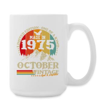 October 1975 Vintage Vintage Retro Birthday - Large Mug 440 ml - white - Right