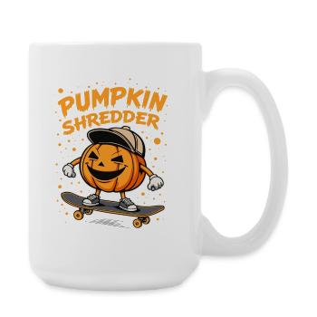 Cool pumpkin shredder on the skateboard - Large Mug 440 ml - white - Right