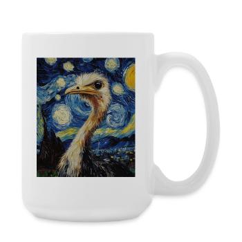 Ostrich Bird Van Gogh Style Starry Night - Large Mug 440 ml - white - Right