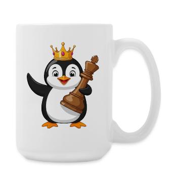 Lustiger Pinguin Schachspieler Cartoon Freude  - Große Tasse 440 ml - Weiß - Rechts
