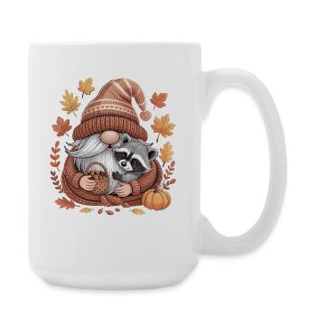 Herbst Wichtel Shirt mit Waschbär und Eicheln - Große Tasse 440 ml - Weiß - Rechts