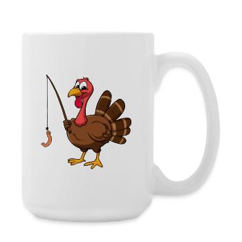 Drôle de pêche à la dinde Thanksgiving - Grande tasse 440 ml - blanc - Droite