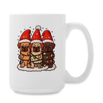 Christmas Pug Dogs with Santa Hat Pugs - Large Mug 440 ml - white - Right