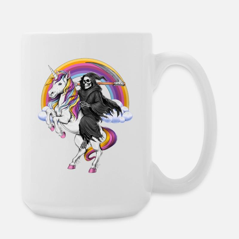 Faucheuse chevauchant une licorne - Grande tasse 440 ml - blanc