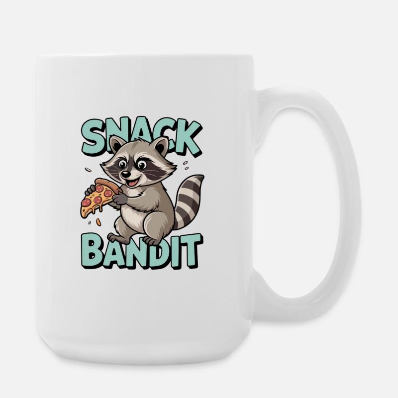 Waschbär Humor – Snack Bandit - Große Tasse 440 ml - Weiß