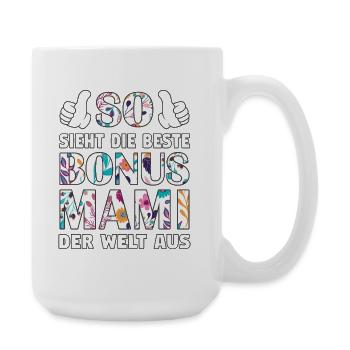 Bonus Mami beste Mama Mutter Muttertag Geschenk - Große Tasse 440 ml - Weiß - Rechts