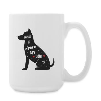 Home is where my dog is – polka dot design - Large Mug 440 ml - white - Right