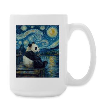 Panda Bear Van Gogh Style Starry Night - Large Mug 440 ml - white - Right