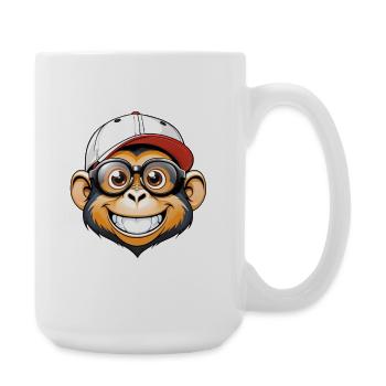 Affe mit Kappe und Brille - Große Tasse 440 ml - Weiß - Rechts