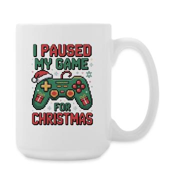 Paused Game Christmas Gaming Christmas - Large Mug 440 ml - white - Right