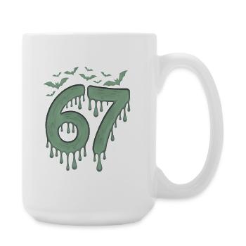 Green slime count 67 with bats - Large Mug 440 ml - white - Right