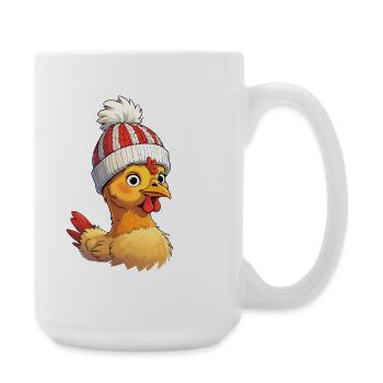 Chick with knitted hat - Large Mug 440 ml - white - Right