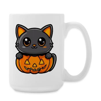 Katze Halloween Kater Comic - Große Tasse 440 ml - Weiß - Rechts