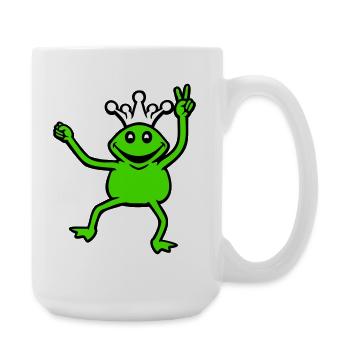 Frosch Krone König Märchen Prinz Prinzessin Peace - Große Tasse 440 ml - Weiß - Rechts